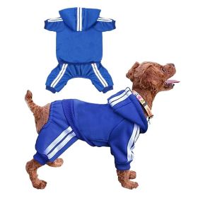 Casual Pet Dog Striped Hoodie Sweatpants Suits (Type: Dark BlueXXL)