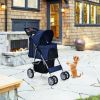 Simple Desight Foldable 4-Wheel Pet Stroller With Storage Basket